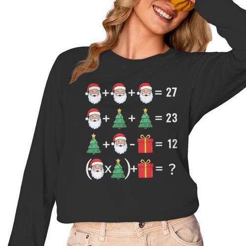 67 Santa Tree Math Teacher Christmas Xmas Humor Women Long Sleeve T-Shirt - teacherstshirts.com UK
