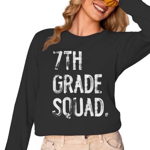 7th Grade Squad Back To School Student Teacher Women Long Sleeve T-Shirt - teacherstshirts.com CA