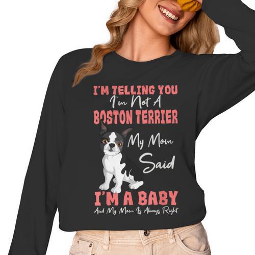 Boston Terrier Mom American Gentleman Dog Lover Mother's Day Women Long Sleeve T-Shirt - Bostonterriersmerch.com