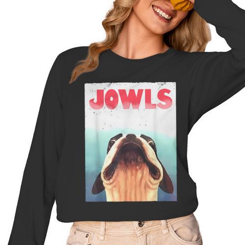 Boston Terriers Jowls Dog Mom Dog Dad Women Long Sleeve T-Shirt - Bostonterriersmerch.com