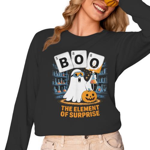 Chemistry Boo Ghost Element Of Surprise Science Teacher Tee Women Long Sleeve T-Shirt - teacherstshirts.com UK