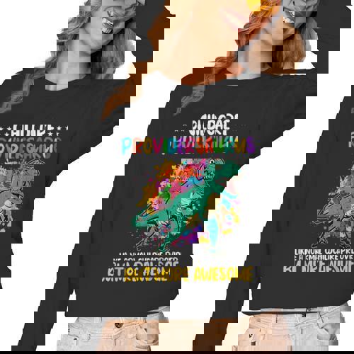 Childcare Providersaurus Daycare Teachers Women Long Sleeve T-Shirt - teacherstshirts.com