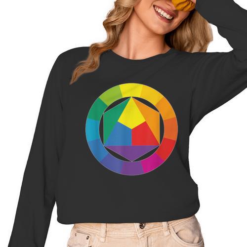 Color Wheel Palette Shirt Artist Painter Art Teacher Tshirt Women Long Sleeve T-Shirt - teacherstshirts.com AU