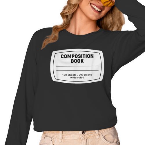 Composition Notebook Halloween Costume Teacher Student Women Long Sleeve T-Shirt - teacherstshirts.com CA