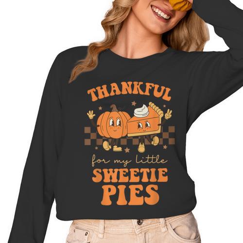Cute Thanksgiving Teacher Thankful For My Sweetie Pies Mom Women Long Sleeve T-Shirt - teacherstshirts.com AU