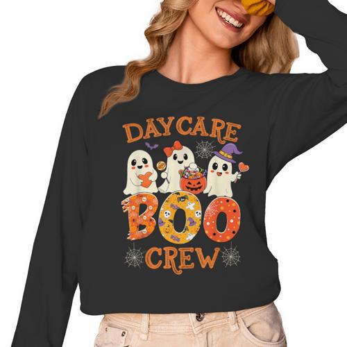 Daycare Boo Crew Halloween Spooky Costume For Teacher Women Long Sleeve T-Shirt - teacherstshirts.com CA