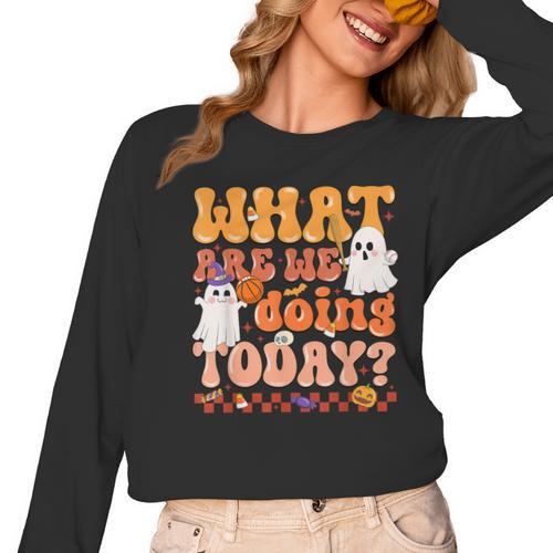 What Are We Doing Today Halloween PE Spooky Teacher Women Long Sleeve T-Shirt - teacherstshirts.com DE