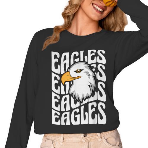 Eagles School Sports Fan Team Spirit Teacher Parent Student Women Long Sleeve T-Shirt - teacherstshirts.com CA