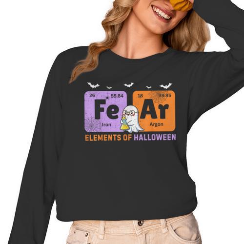 Elements Of Halloween Fear Periodically Chemistry Teacher Women Long Sleeve T-Shirt - teacherstshirts.com