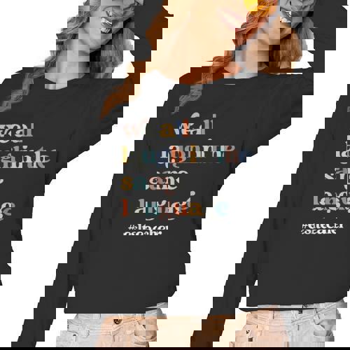 ESL Teacher ESOL Student Cute Retro Back To School First Day Women Long Sleeve T-Shirt - teacherstshirts.com