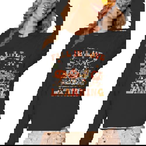 Fall In Love With Learning Autumn Teacher Thanksgiving Women Long Sleeve T-Shirt - teacherstshirts.com