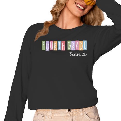 Fourth Grade Team 4th Grade Teacher Girls Boys Women Long Sleeve T-Shirt - teacherstshirts.com UK