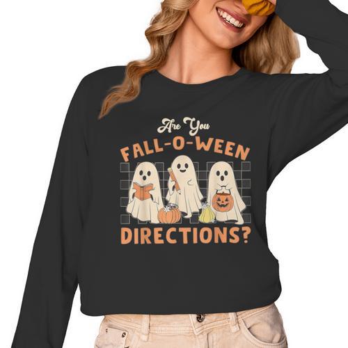 Ghost Are You Fall-O-Ween Directions Teacher Halloween Women Long Sleeve T-Shirt - teacherstshirts.com DE