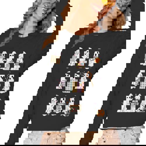 Ghost Speech Therapy Teacher Spooky Season Halloween Women Long Sleeve T-Shirt - teacherstshirts.com