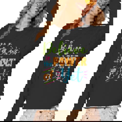 Growth Mindset Teacher Believe In The Power Of Yet Women Long Sleeve T-Shirt - teacherstshirts.com