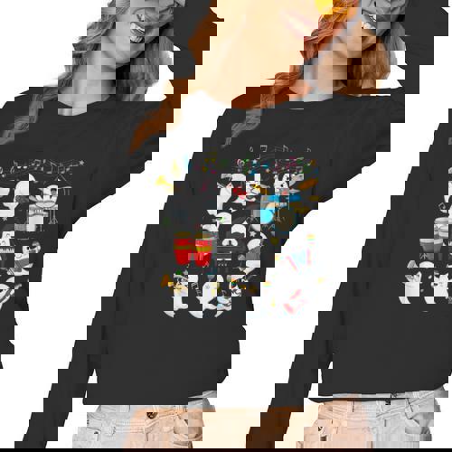 Halloween Music Teacher Ghost Playing Musical Instruments Women Long Sleeve T-Shirt - teacherstshirts.com