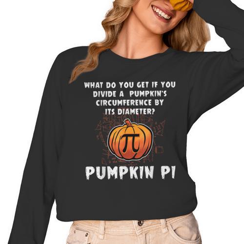 Halloween Pumpkin Pi Math Geometry Teachers Students For Men Women Kids Women Long Sleeve T-Shirt - teacherstshirts.com DE