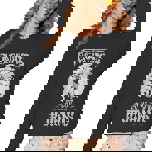 Halloween Teacher Tshirts Zombie Teachers Love Brains Women Long Sleeve T-Shirt - teacherstshirts.com