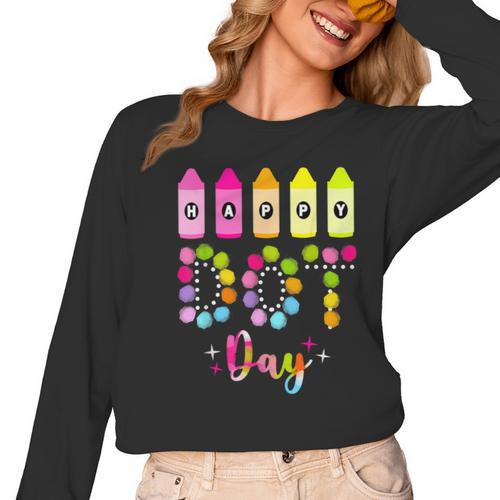 Happy Dot Day 2025 Teacher Kids Girls Colorful Polka Dot Day Women Long Sleeve T-Shirt - teacherstshirts.com AU