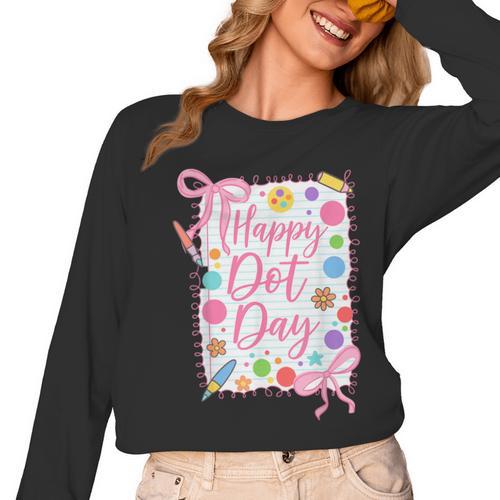 Happy Dot Day Bow Coquette For Teacher Girls Women Long Sleeve T-Shirt - teacherstshirts.com