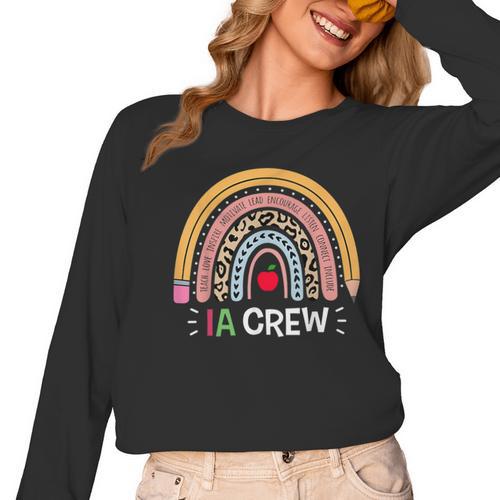 IA Crew Instructional Assistant Rainbow Teachers Aide Women Long Sleeve T-Shirt - teacherstshirts.com DE