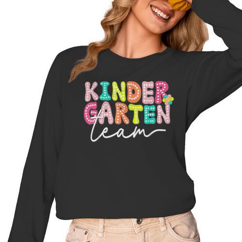 Kindergarten Team Teacher Back To School Kindergarten Squad Women Long Sleeve T-Shirt - teacherstshirts.com AU