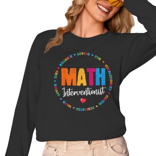 Math Interventionist Teacher Coach Squad Mathematics STEM Women Long Sleeve T-Shirt - teacherstshirts.com UK