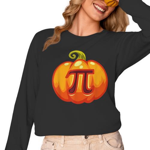 Math Teacher Halloween Costume Pumpkin Pi Pun Pie Men Women Long Sleeve T-Shirt - teacherstshirts.com UK