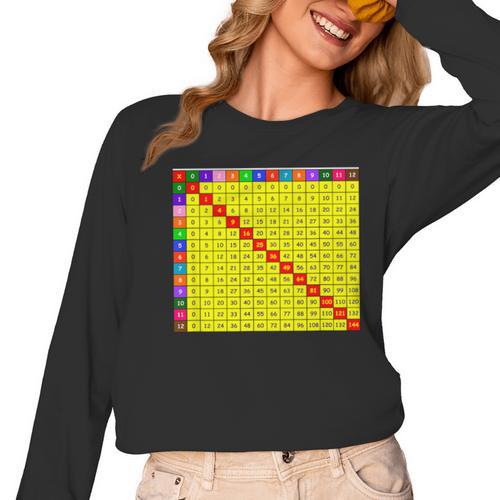 Multiplication Table Chart Math Shirt Teacher Student Outfit For Men Women Girls Kids Women Long Sleeve T-Shirt - teacherstshirts.com AU