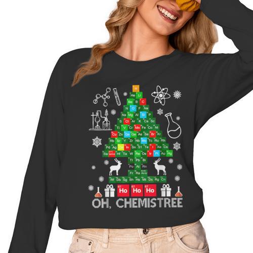 Oh Chemistree Scientist Chemical Christmas Xmas Teacher Women Long Sleeve T-Shirt - teacherstshirts.com UK