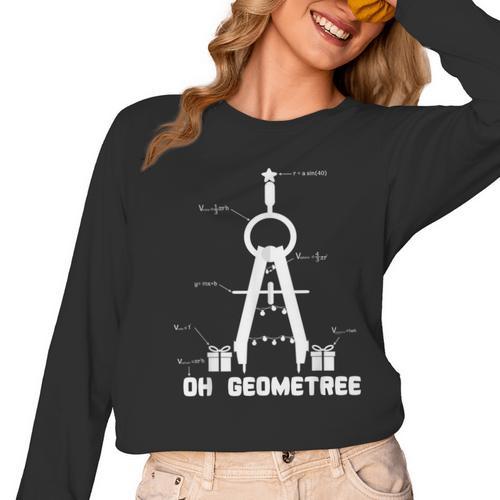 Oh Geometree Math Teacher Geometry Christmas Tree For Men Women Kids Women Long Sleeve T-Shirt - teacherstshirts.com