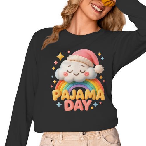 Pajama Day School Spirit Week Sleepy Cloud Teacher Student Women Long Sleeve T-Shirt - teacherstshirts.com UK