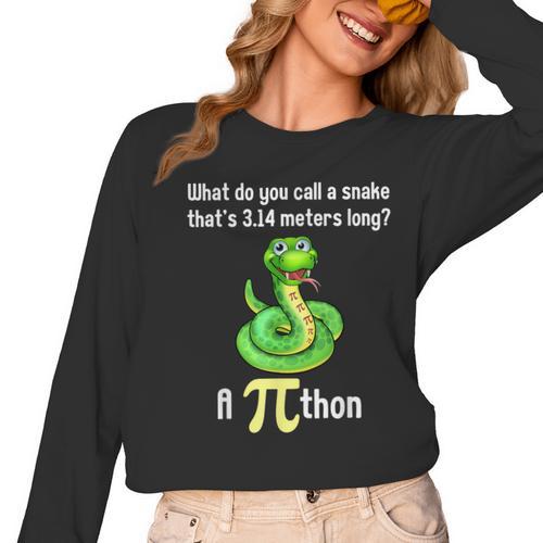Pi Day Puns Pithon Math Teacher Jokes Women Men Kids Women Long Sleeve T-Shirt - teacherstshirts.com