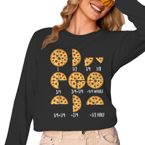 Pizza Slice Fraction Math Teacher Back To School Educational Women Long Sleeve T-Shirt - teacherstshirts.com