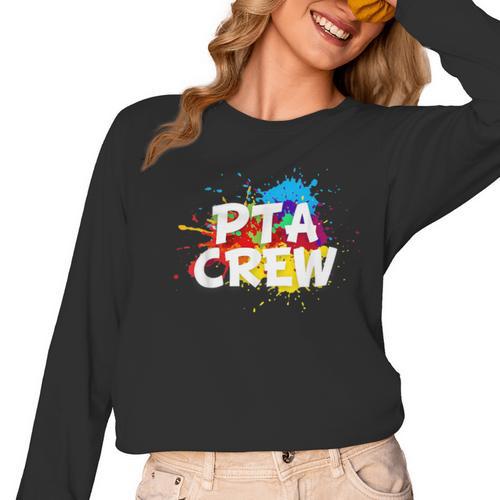 PTA Crew Back To School Volunteer Board Mom Parent Teacher Women Long Sleeve T-Shirt - teacherstshirts.com