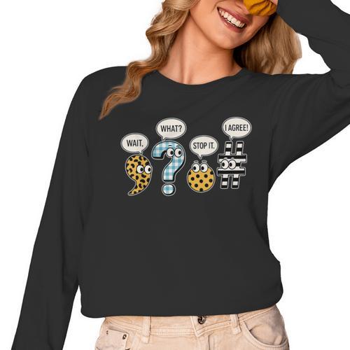 Punctuation English Grammar Teacher Back To School Women Long Sleeve T-Shirt - teacherstshirts.com UK