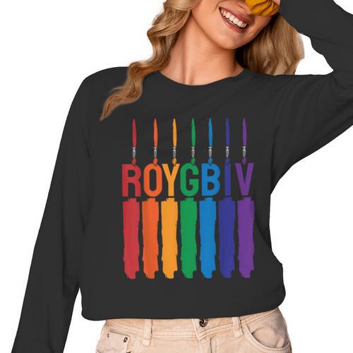 Rainbow Roygbiv Kids Artist Costume Art Teacher Women Long Sleeve T-Shirt - teacherstshirts.com