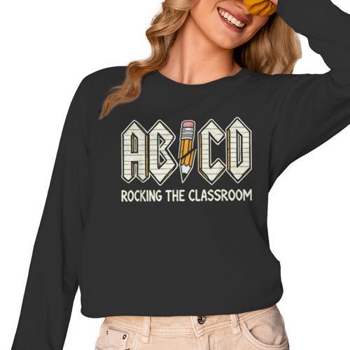 Retro Abcd Teacher Novelty Back To School Teacher Women Long Sleeve T-Shirt - teacherstshirts.com AU