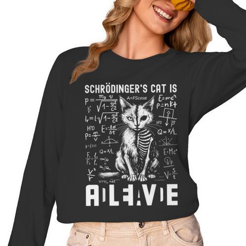 Schrodinger's Cat Dead And Alive Physics Teacher Women Long Sleeve T-Shirt - teacherstshirts.com CA