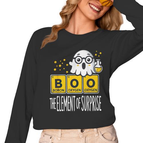 Science Teacher Halloween Elements Of Surprise Chemistry Women Long Sleeve T-Shirt - teacherstshirts.com AU