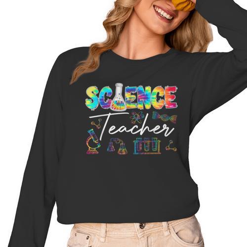 Science Teacher Tie Dye First Day Of School Back To School Men Women Girls Kids Women Long Sleeve T-Shirt - teacherstshirts.com DE