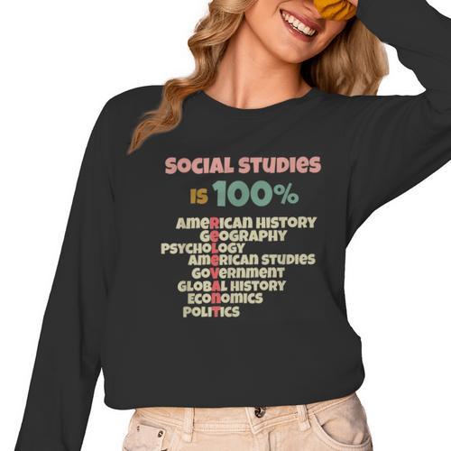 Social Studies Is Relevant History Teacher History Buff Women Long Sleeve T-Shirt - teacherstshirts.com UK