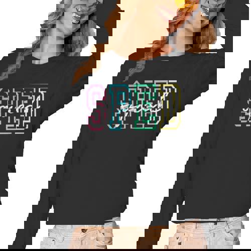 SPED Squad Team SPED Teacher Special Education Teacher Women Long Sleeve T-Shirt - teacherstshirts.com