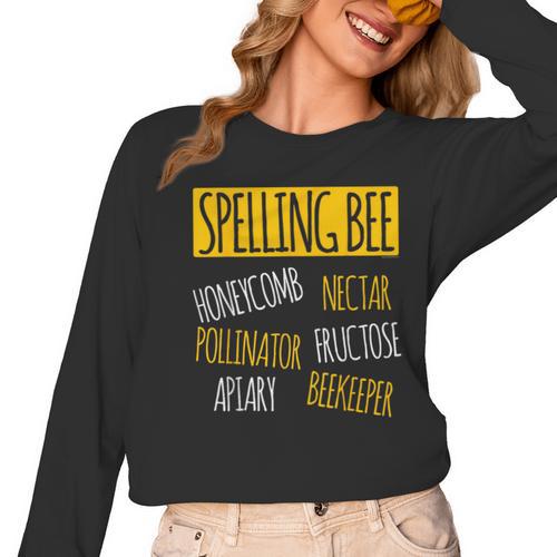Spelling Bee Halloween Pun Costume Beekeeper Teacher Women Long Sleeve T-Shirt - teacherstshirts.com AU