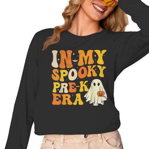 In My Spooky PRE-K Teacher Era Halloween Costume Tee Women Long Sleeve T-Shirt - teacherstshirts.com UK