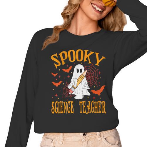 Spooky Science Teacher Ghost Halloween School Women Women Long Sleeve T-Shirt - teacherstshirts.com DE