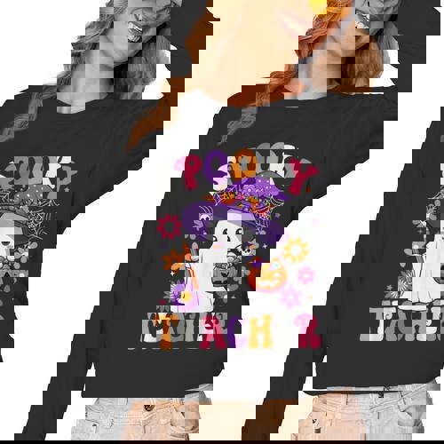 Spooky Teacher Halloween Cute Halloween Teacher Ghost Women Long Sleeve T-Shirt - teacherstshirts.com