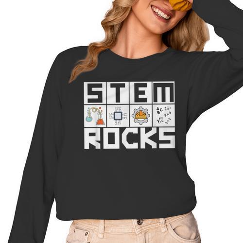 STEM Rocks Science Technology Engineering Math STEM Teacher Women Long Sleeve T-Shirt - teacherstshirts.com DE