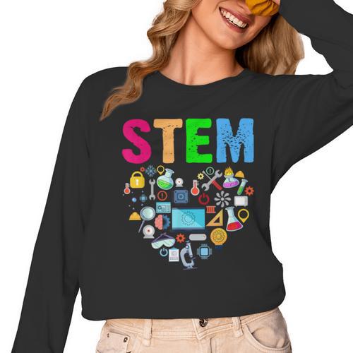STEM Science Technology Engineering Math Teacher Women Long Sleeve T-Shirt - teacherstshirts.com UK