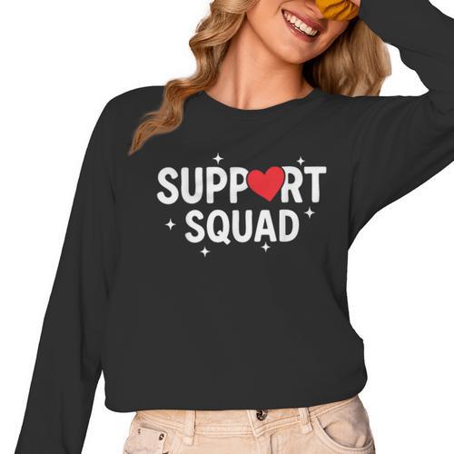 Support Squad Cute Heart Supportive Teacher Team Member Women Long Sleeve T-Shirt - teacherstshirts.com